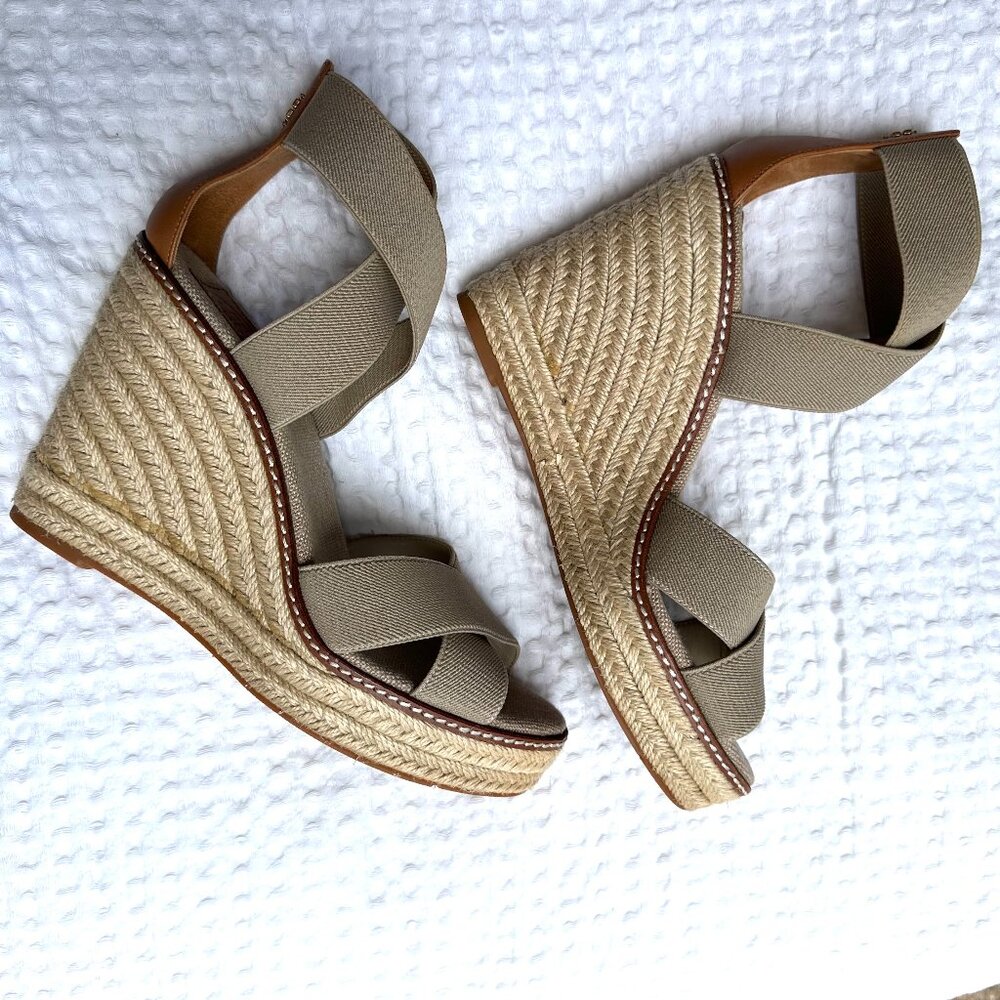Tory Burch Platform Wedge Espadrille Sandals Size 8.5